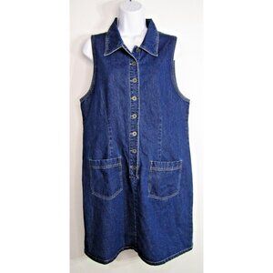 Sydni Jordan Vintage Denim Button Up Sleeveless Collared Dress Size Large